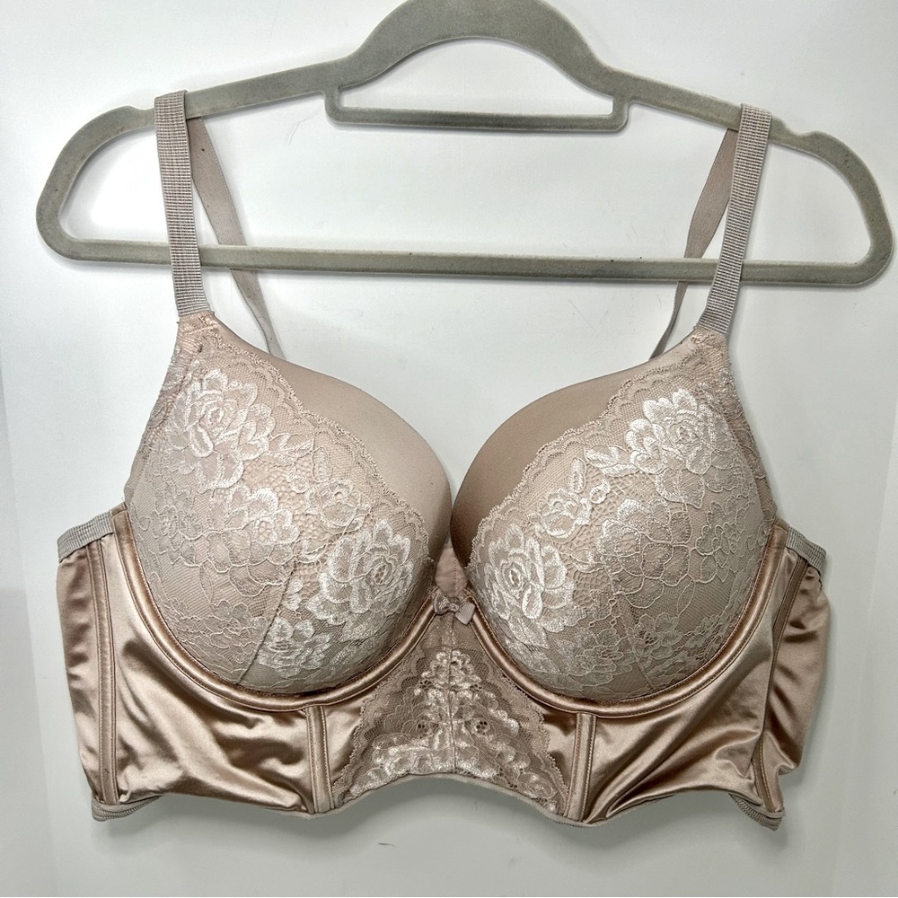 Torrid Tan & Cream Lace Adjustable Strap Corset Bra Size 44D